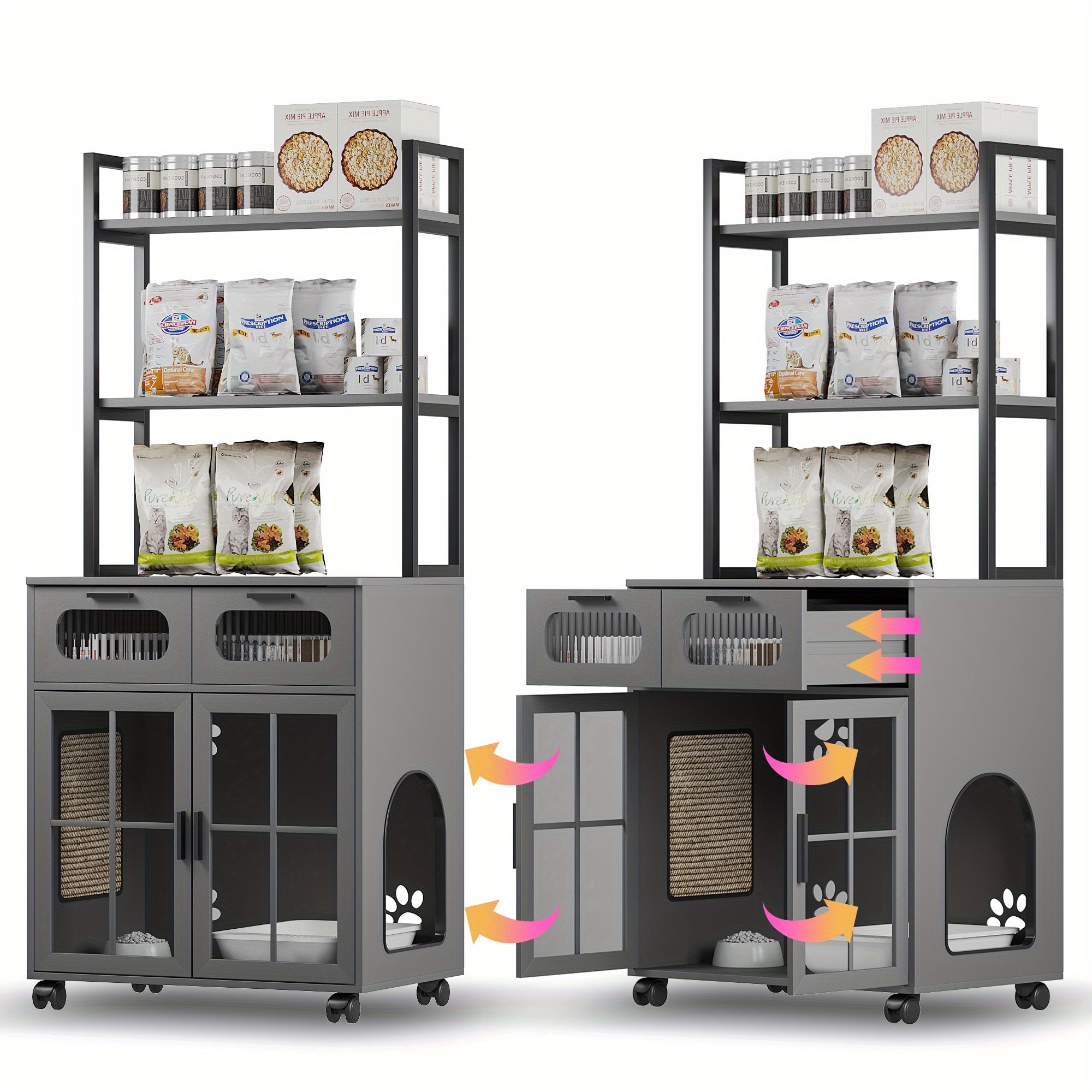 Meuble Litière Chat LED - Rangement Design Moderne