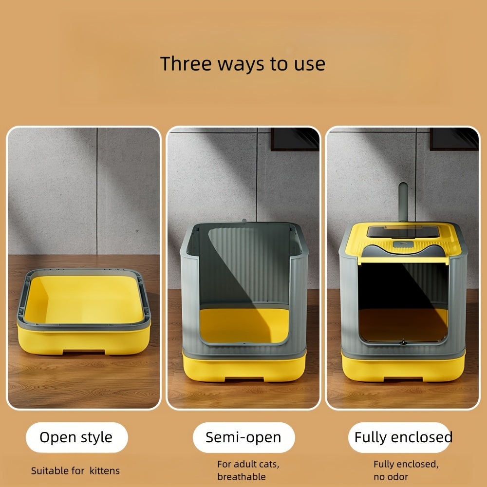 Bac Litière Chat XXL - Couvercle Rabattable 2 Portes