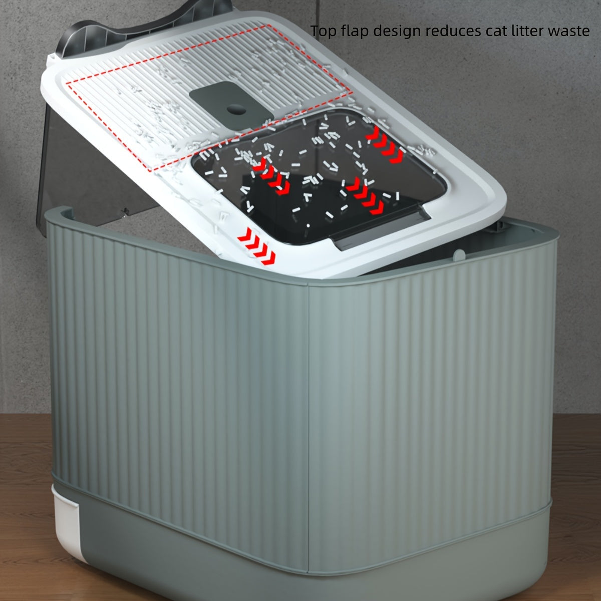 Bac Litière Chat XXL - Couvercle Rabattable 2 Portes