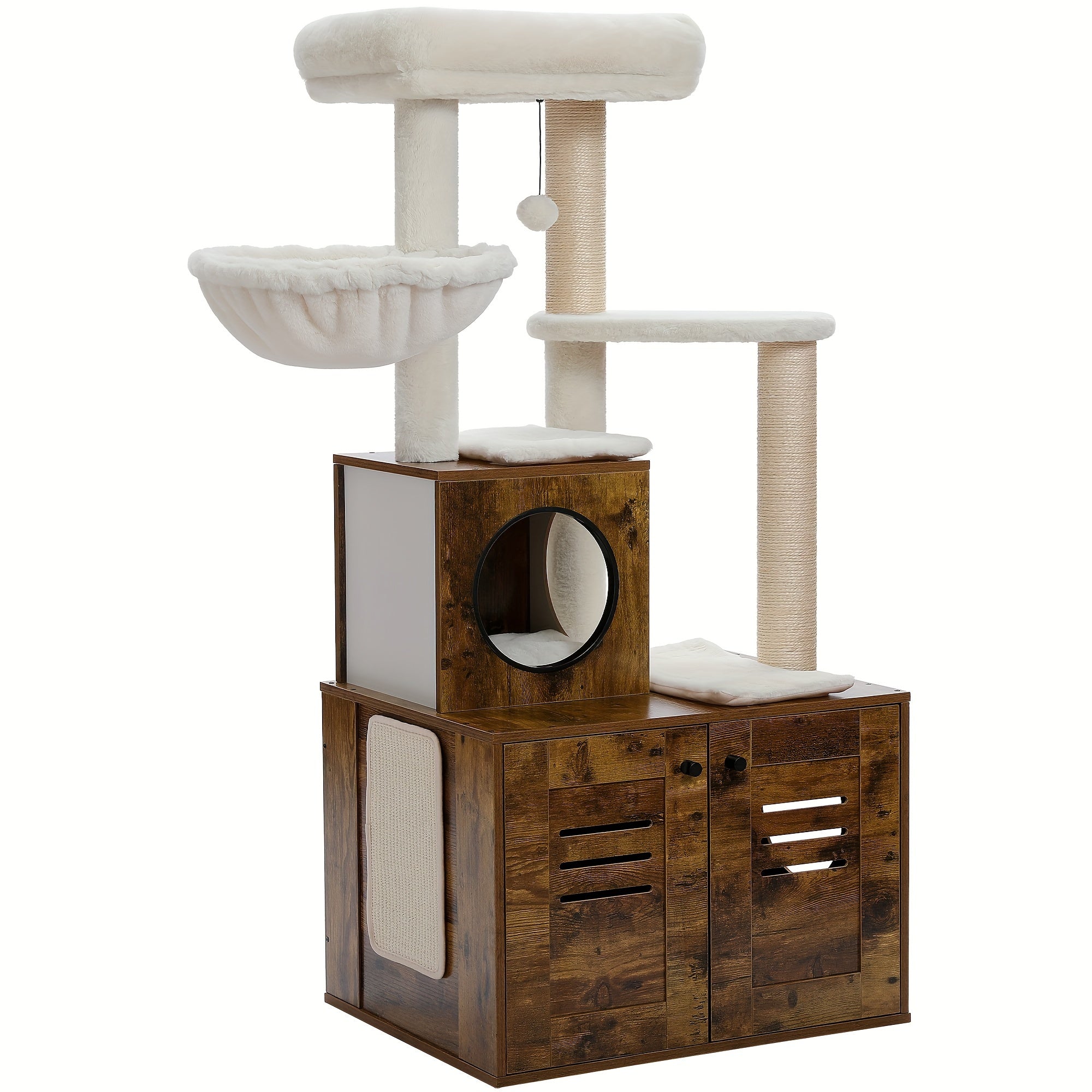 Arbre à Chat 127cm Bois - Litière Niche Hamac