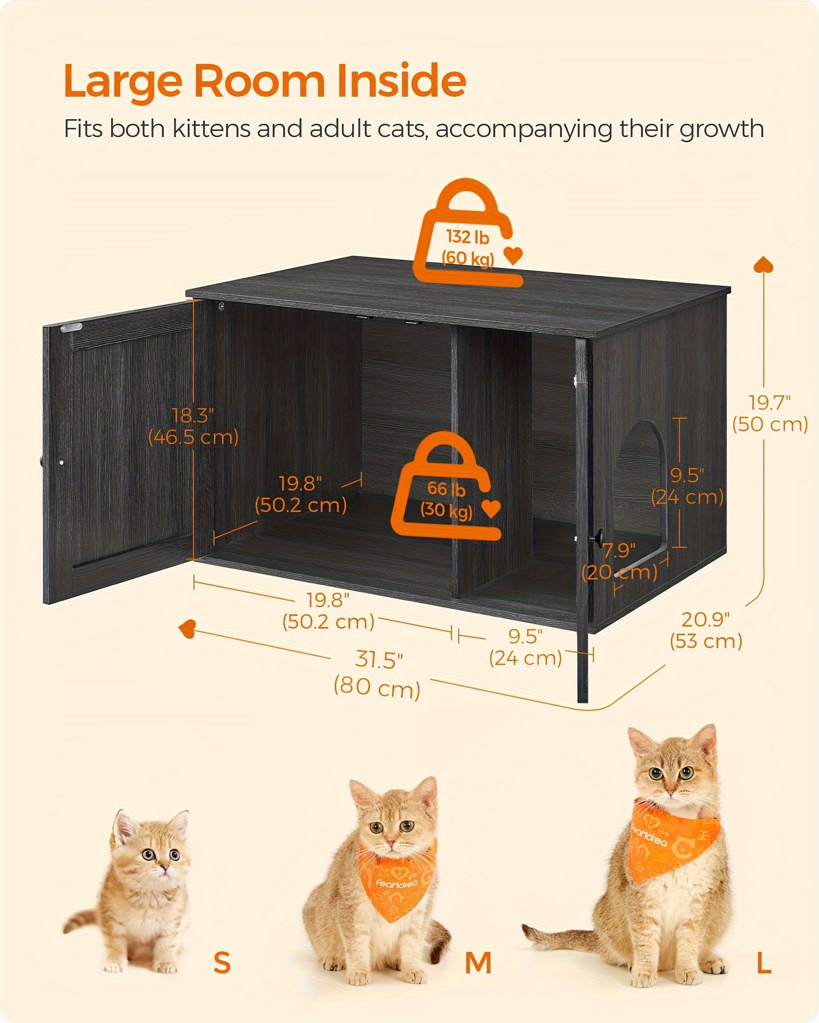 Meuble Litière Chat Table - Spacieux & Privé Design