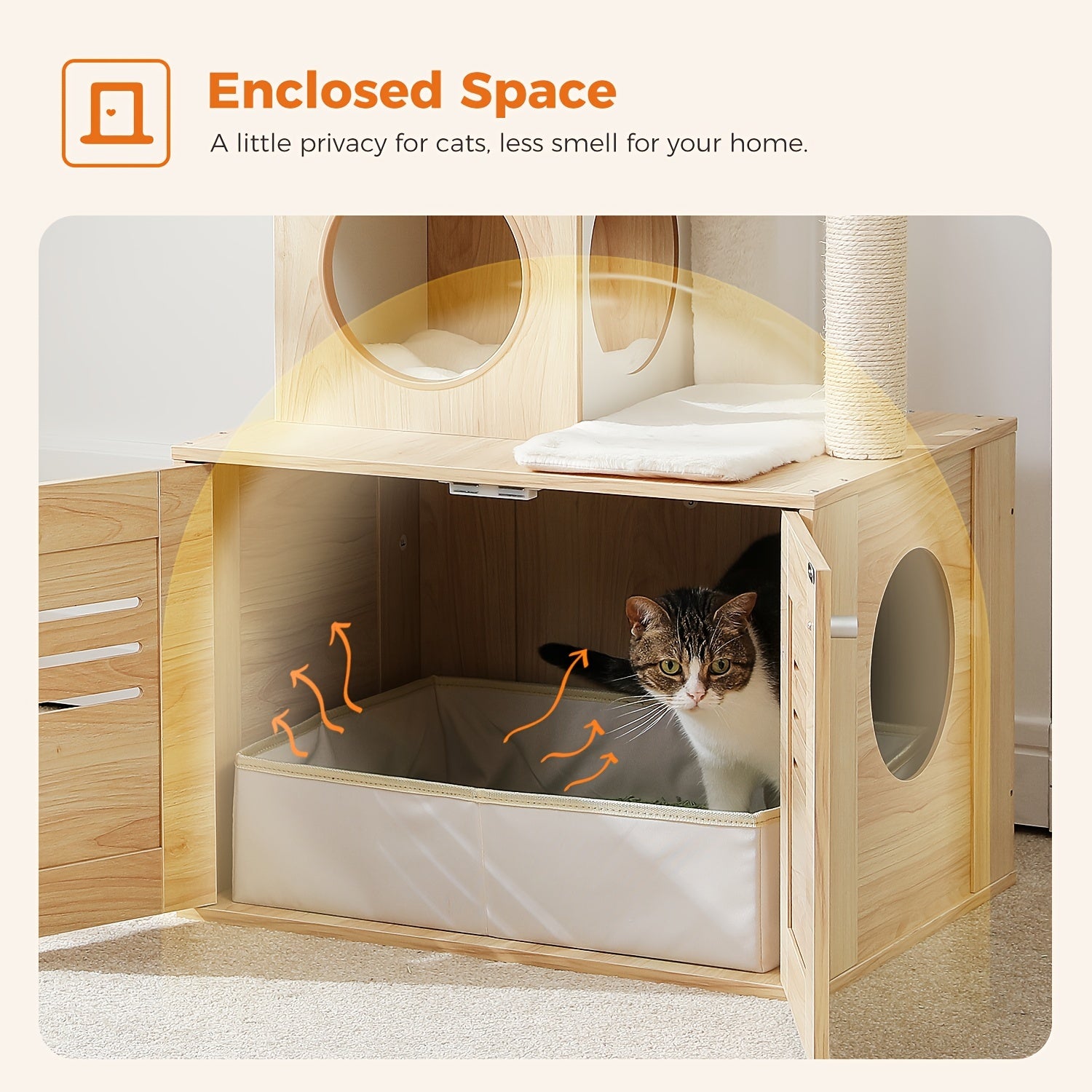 Arbre à Chat 127cm Bois - Litière Niche Hamac