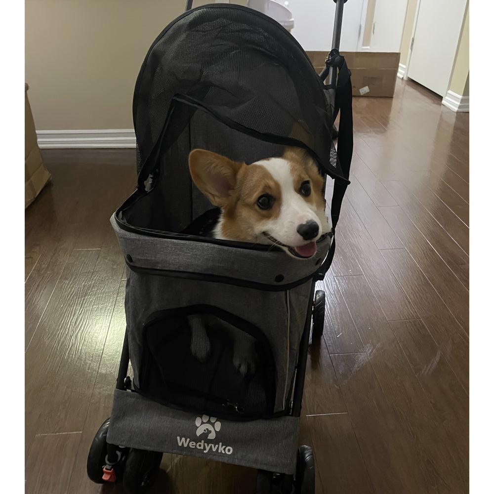 Poussette Chat Chien Pliable - Roues Pivotantes 360°