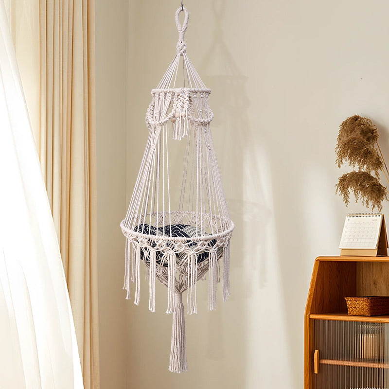 Hamac en coton tissé à la main pour chat, lit transfrontalier, quatre saisons, nid universel suspendu pour animal de compagnie, panier suspendu bohème pour chat