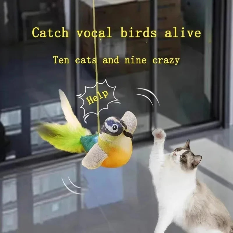 Jouet Chat Oiseau Chantant - Interactif à Accrocher