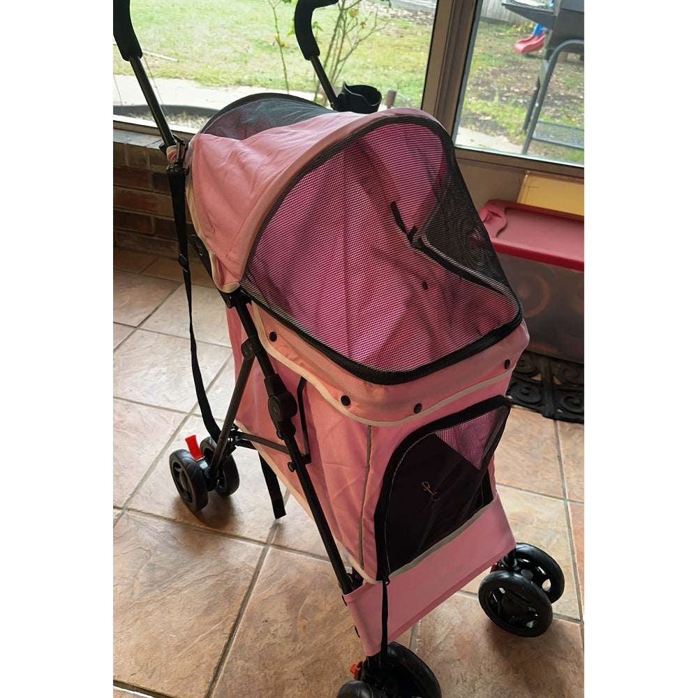 Poussette Chat Chien Pliable - Roues Pivotantes 360°