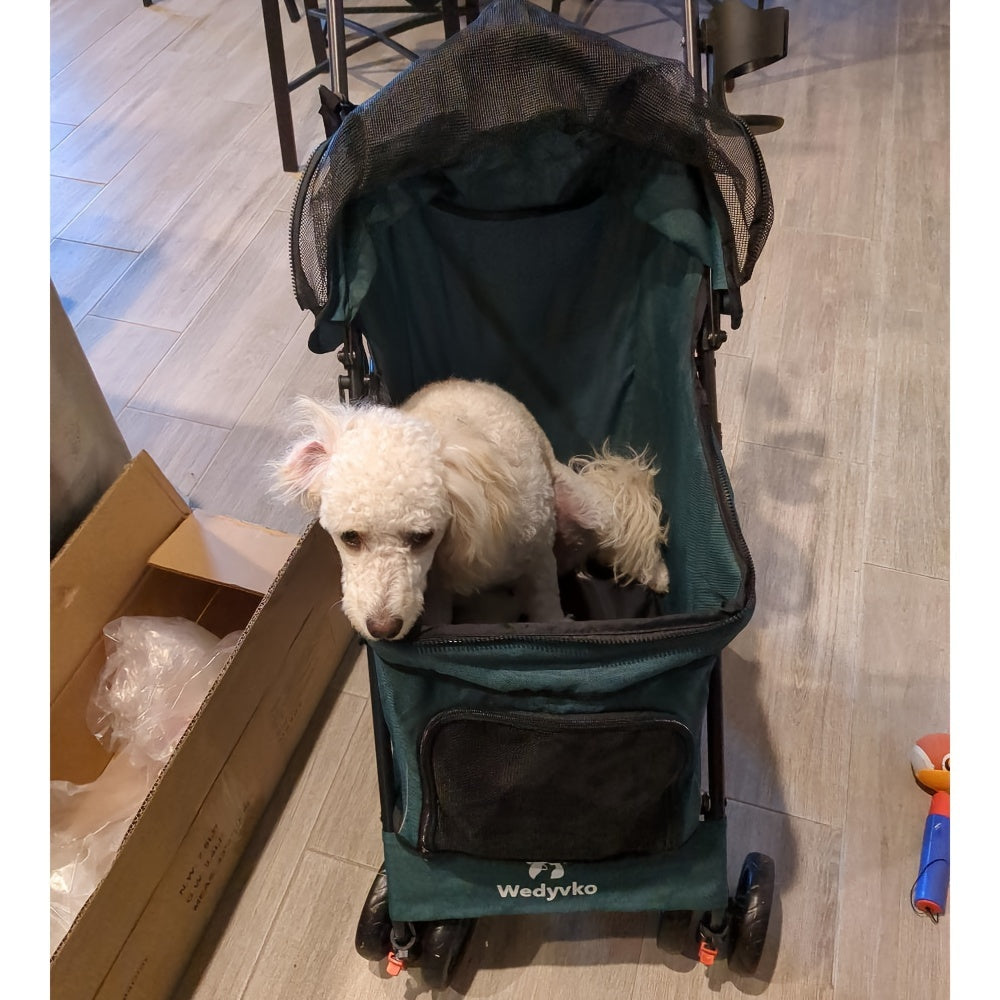 Poussette Chat Chien Pliable - Roues Pivotantes 360°